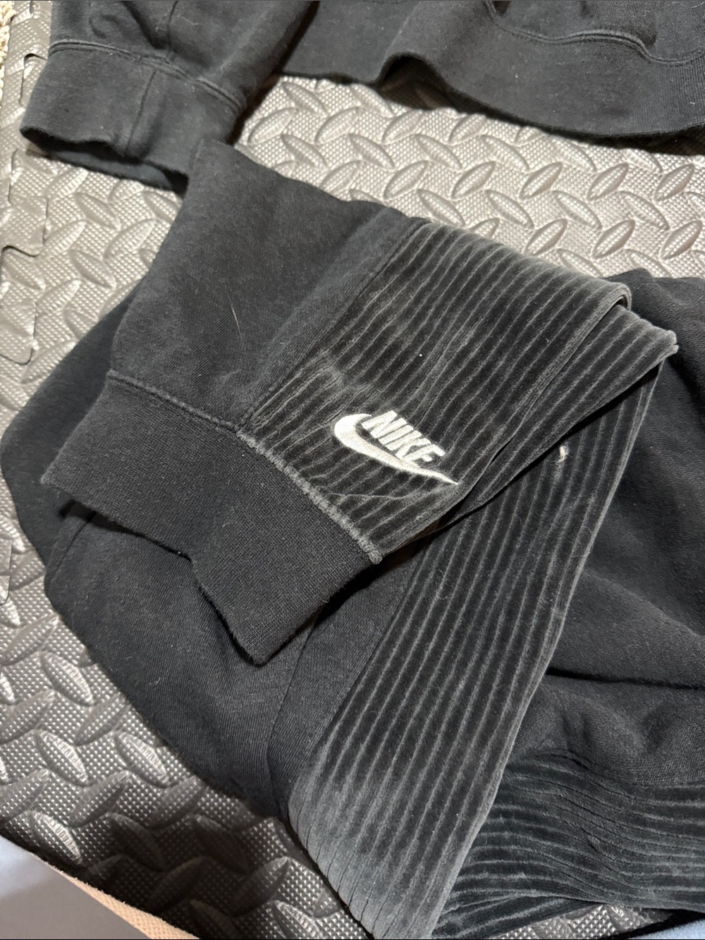 Nike Women's Heritage velour tracksuit half-zip crop hoodie/matching jogger L/XL - Picture 3 of 11